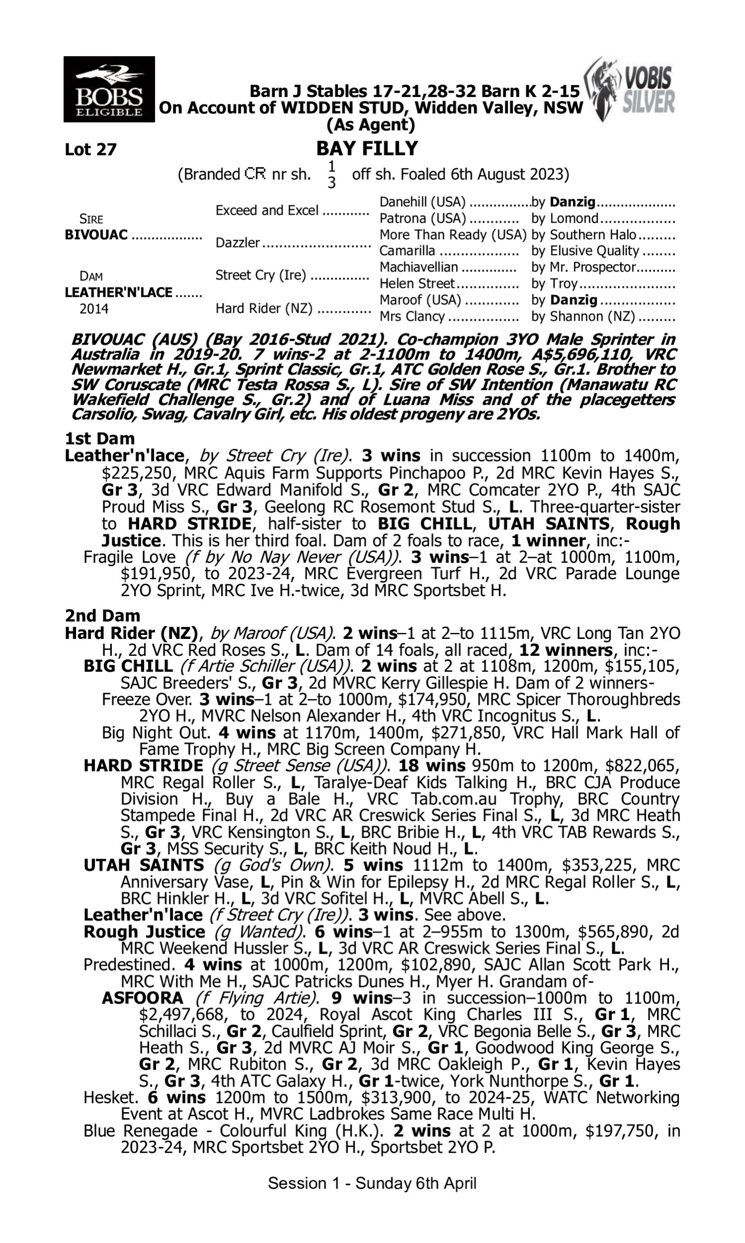 Pedigree for Lot 27 Bivouac - Leather'n'lace