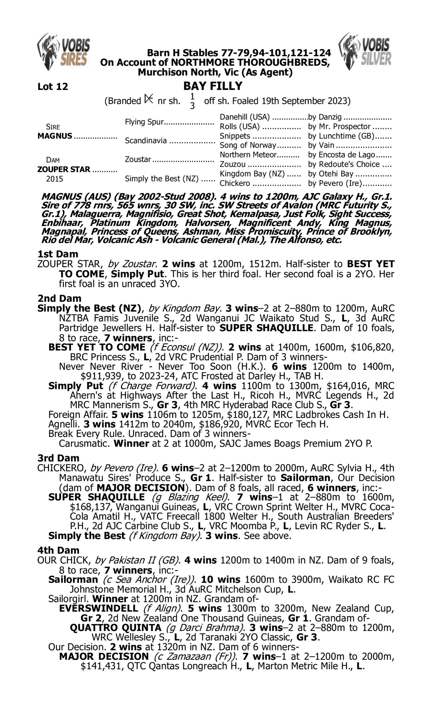 Pedigree for Lot 12 Magnus - Zouper Star