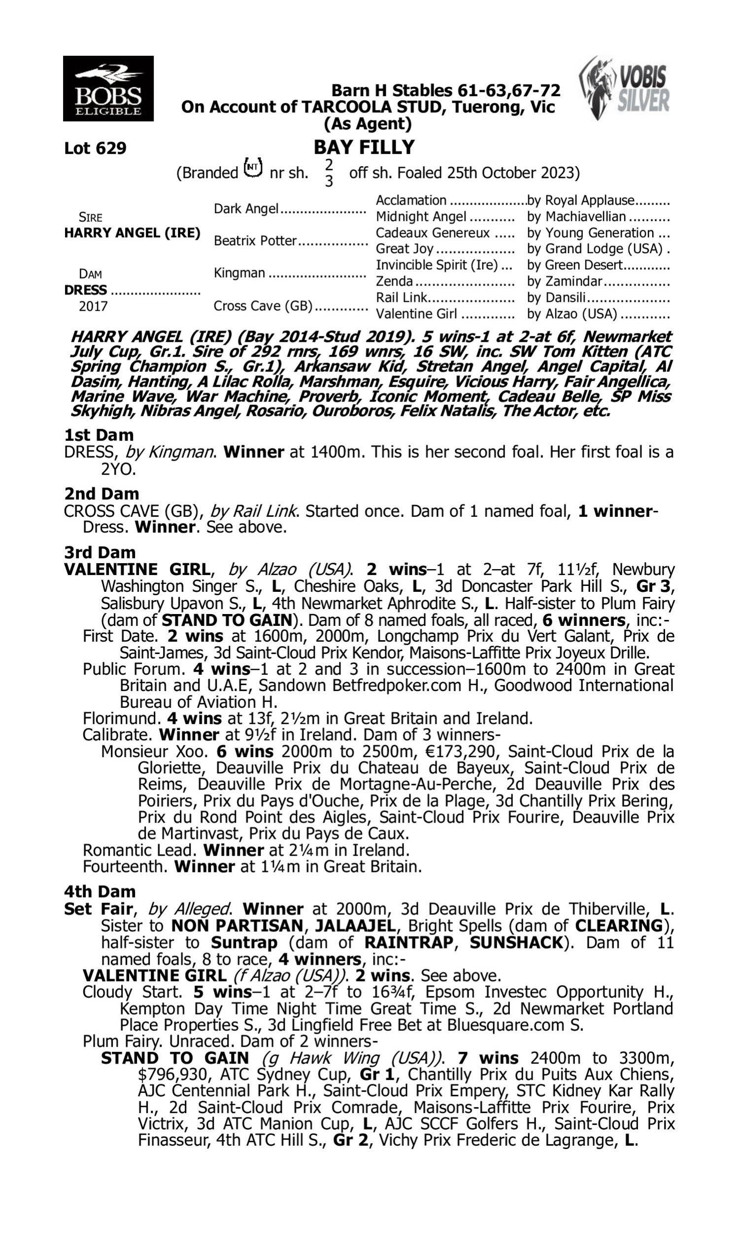Pedigree for Lot 629 Harry Angel (IRE) - Dress
