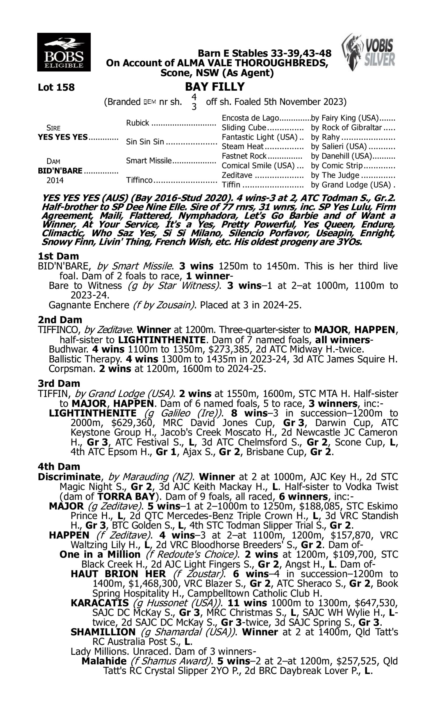 Pedigree for Lot 158 Yes Yes Yes - Bid'n'bare