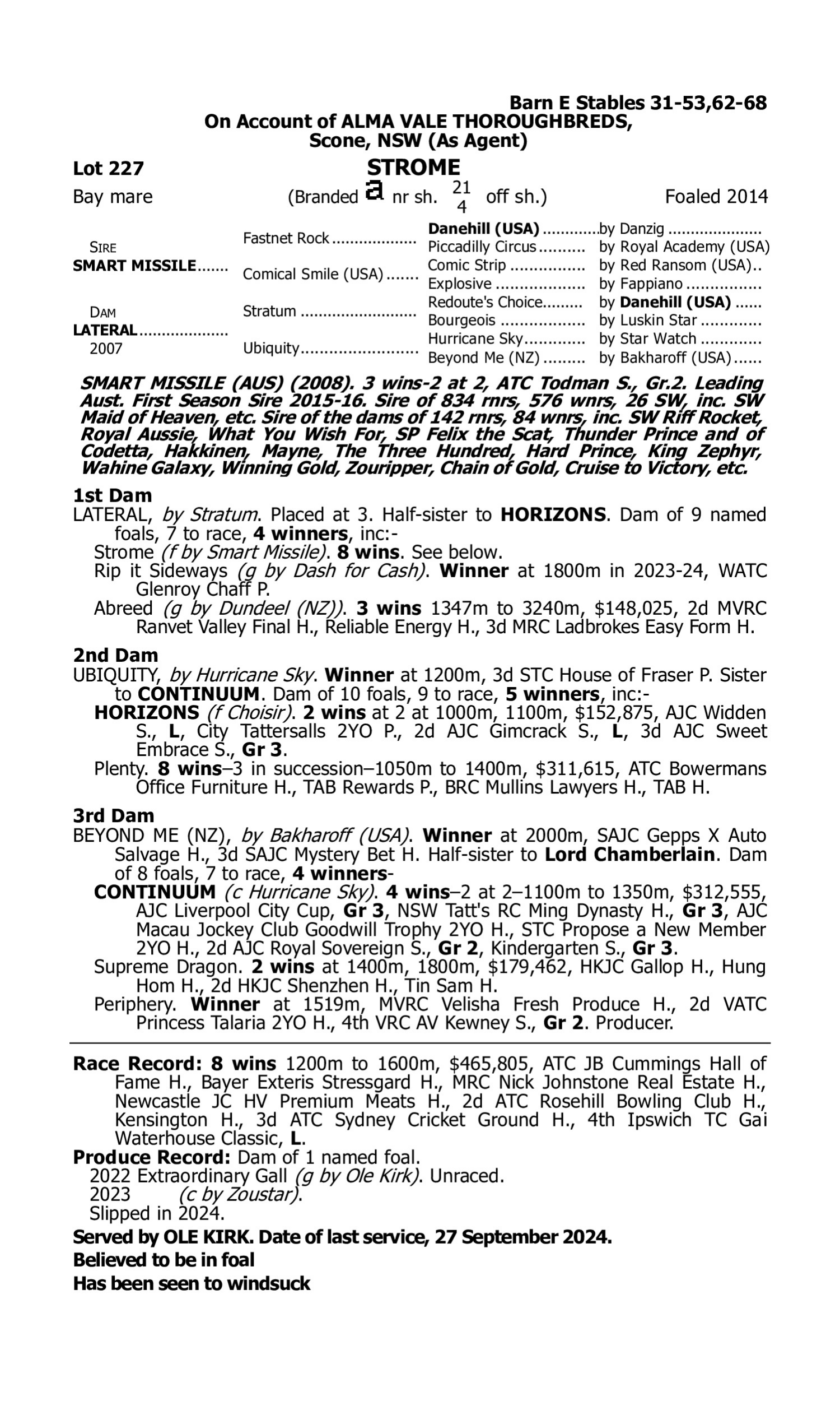 Pedigree for Lot 227 Smart Missile - Lateral