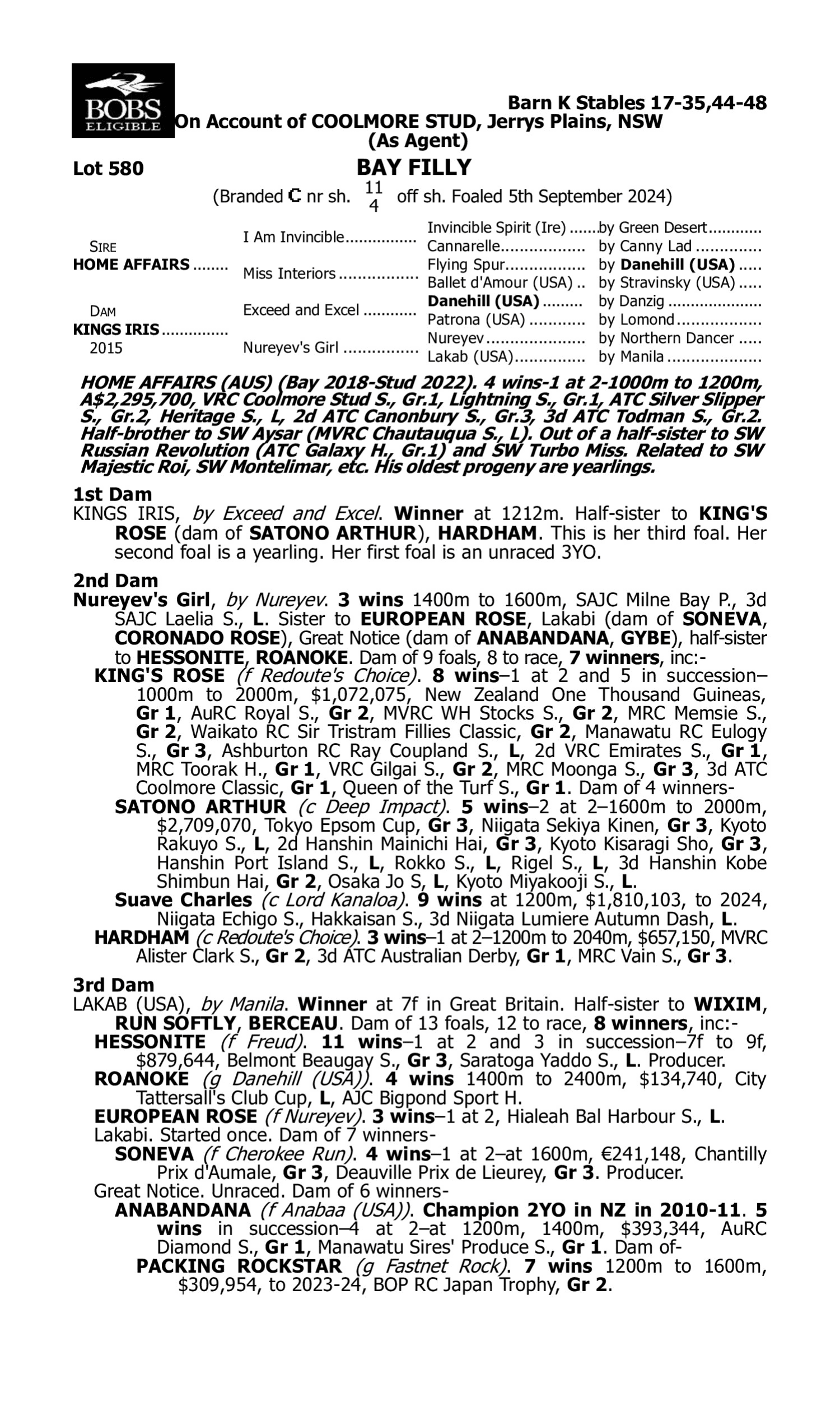 Pedigree for Lot 580 Home Affairs - Kings Iris