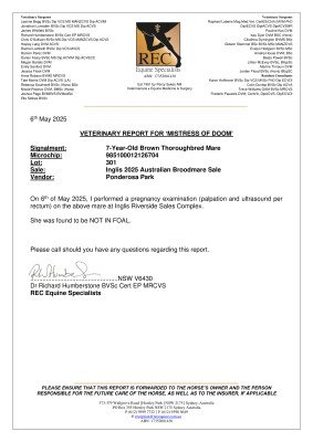 Pregnancy Certificate for Lot 301