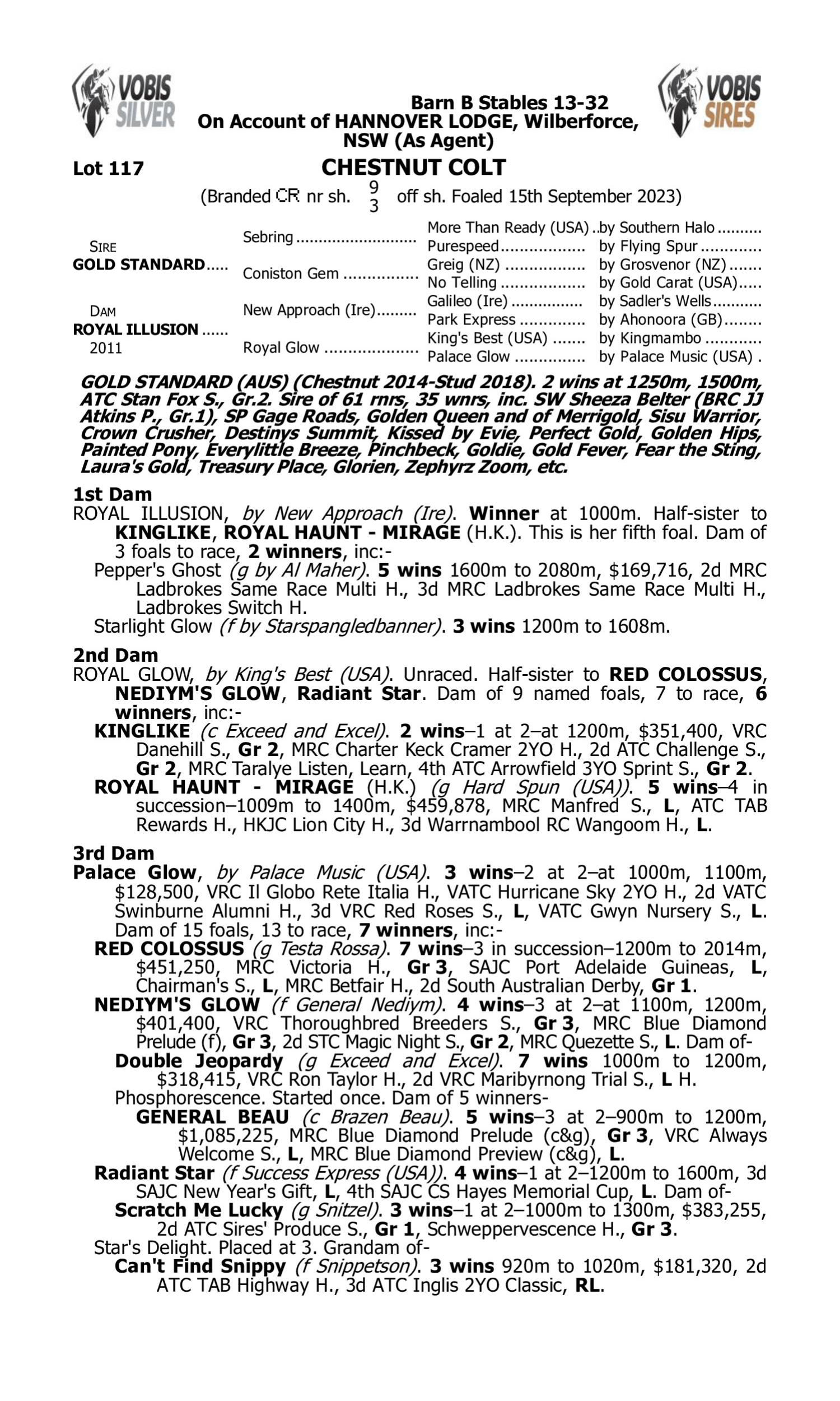 Pedigree for Lot 117 Gold Standard - Royal Illusion