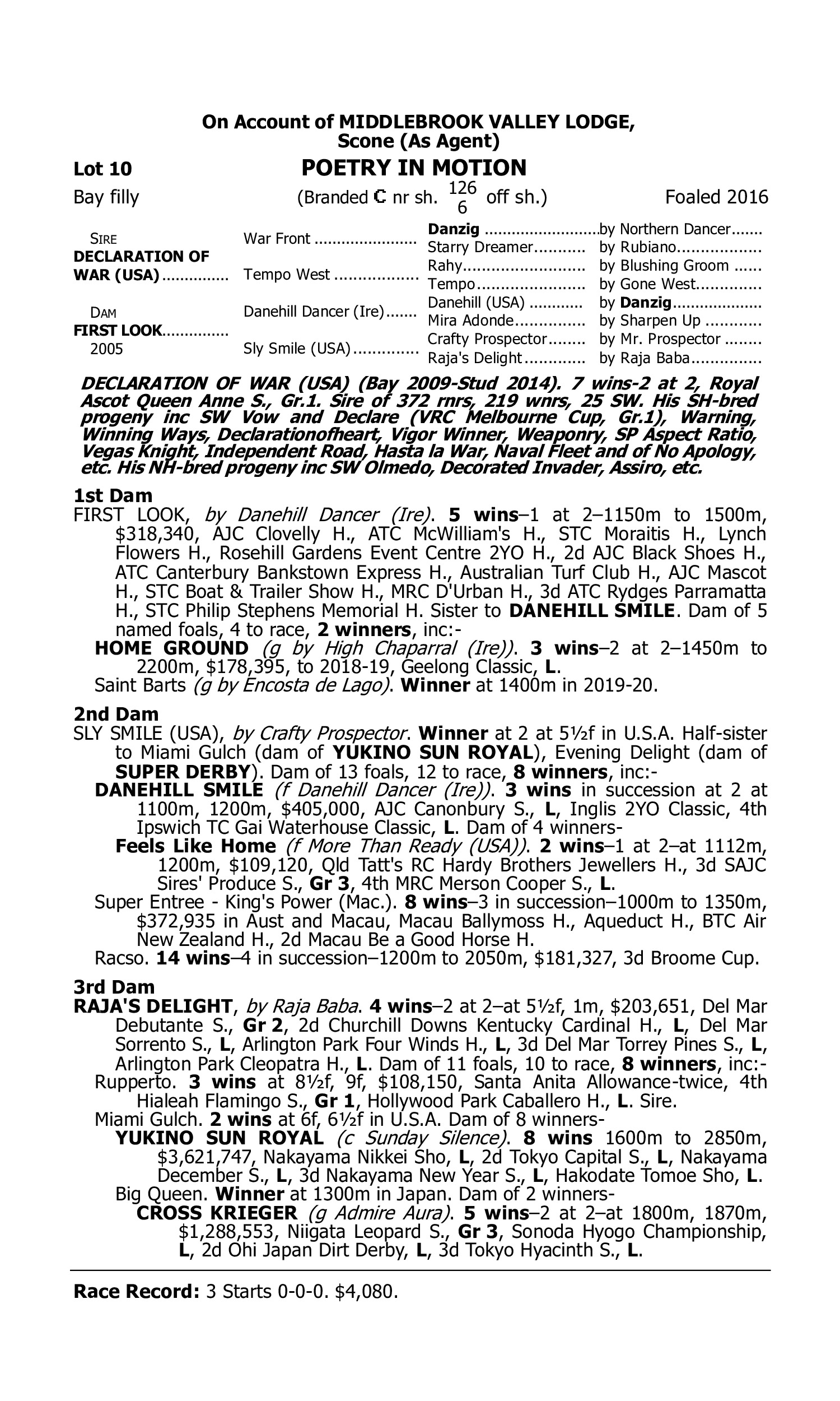 Pedigree for Lot 10 Declaration of War (USA) - First Look