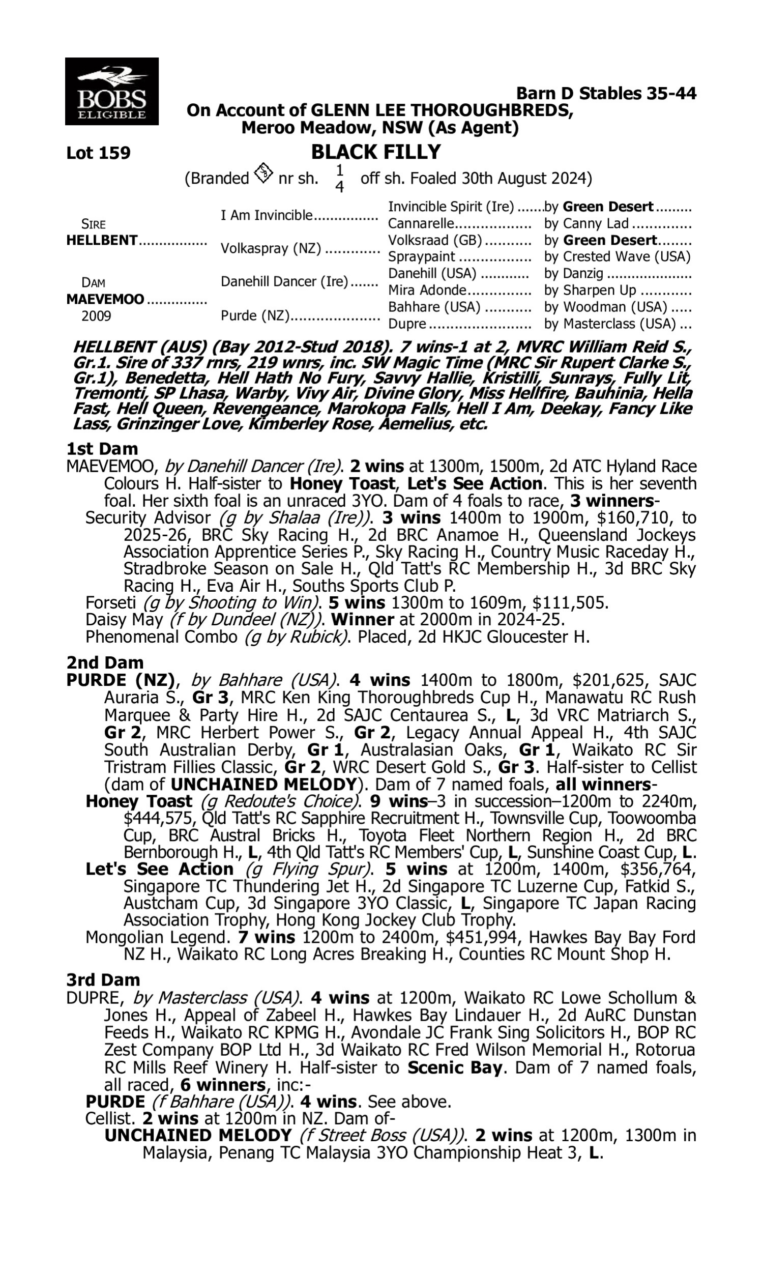 Pedigree for Lot 159 Hellbent - Maevemoo