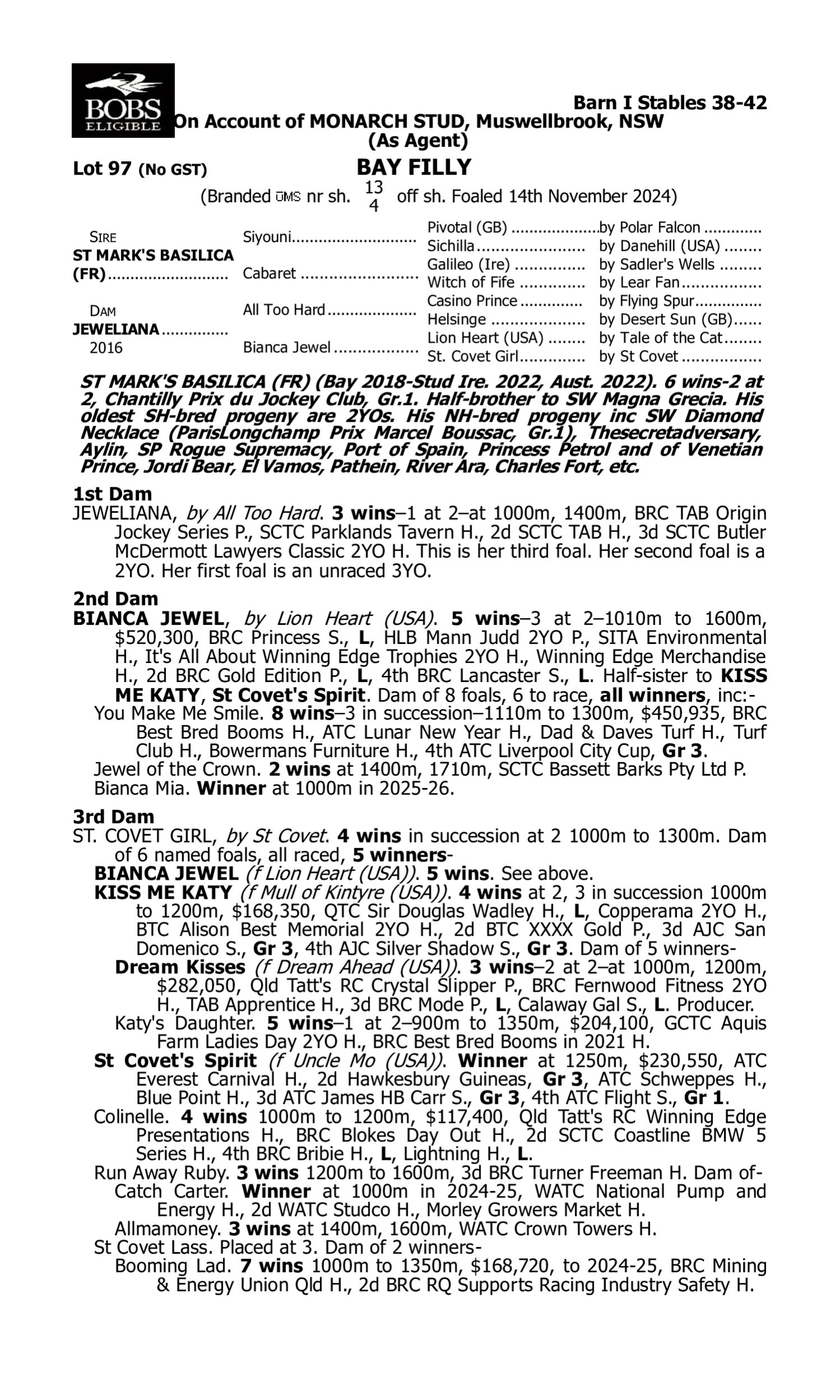 Pedigree for Lot 97 St Mark's Basilica (FR) - Jeweliana