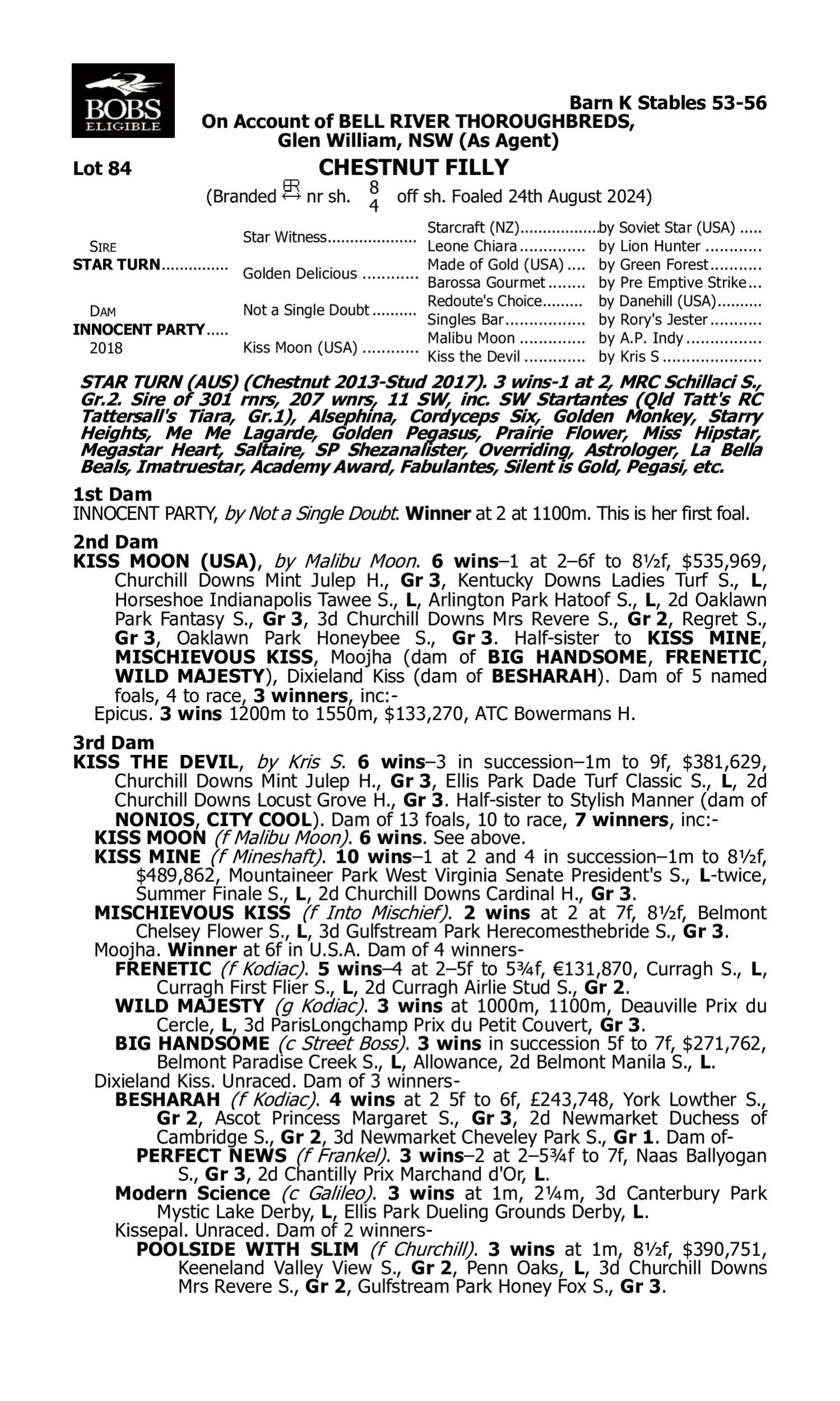 Pedigree for Lot 84 Star Turn - Innocent Party