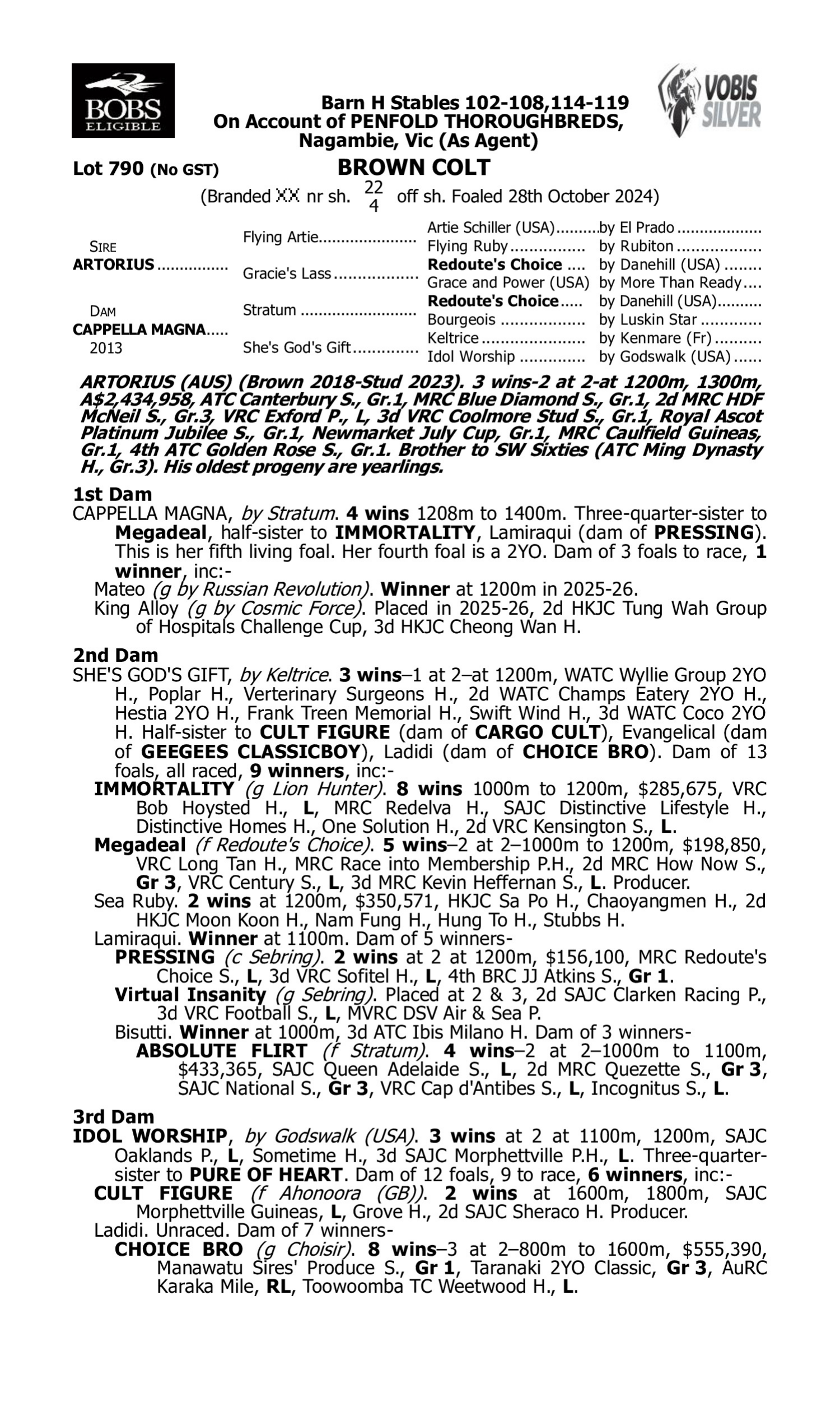 Pedigree for Lot 790 Artorius - Cappella Magna