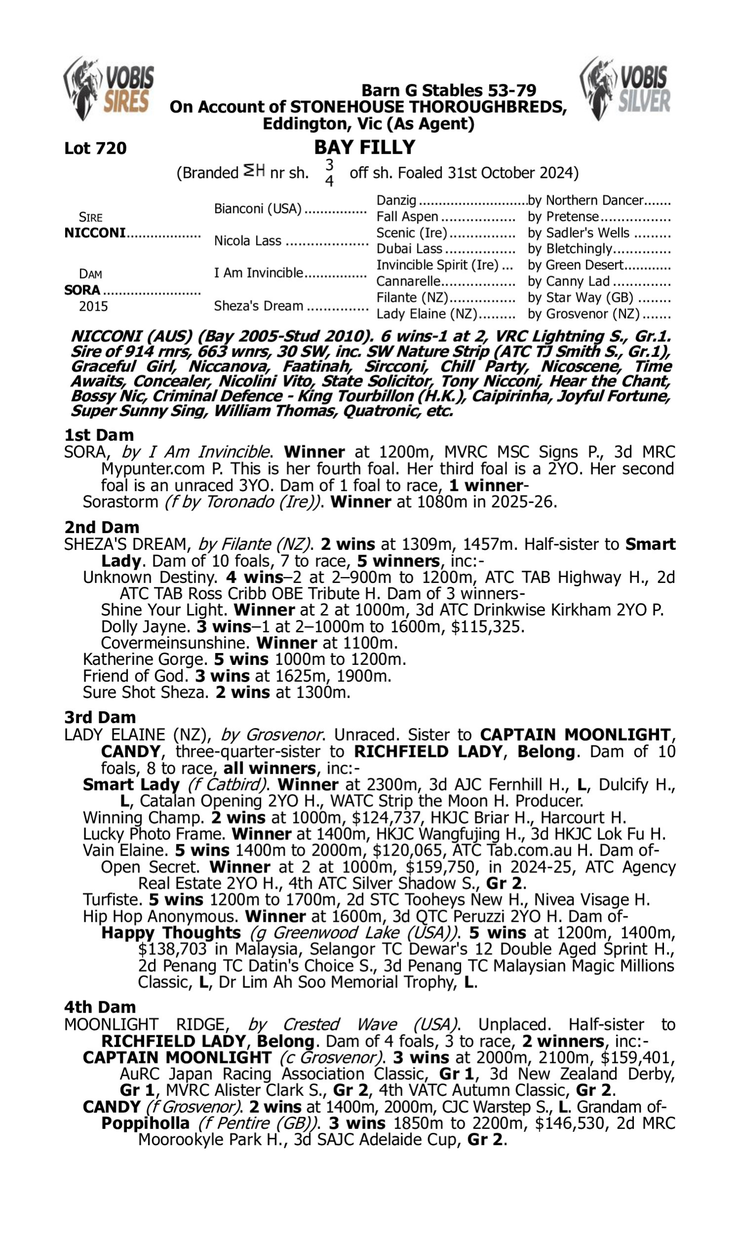 Pedigree for Lot 720 Nicconi - Sora