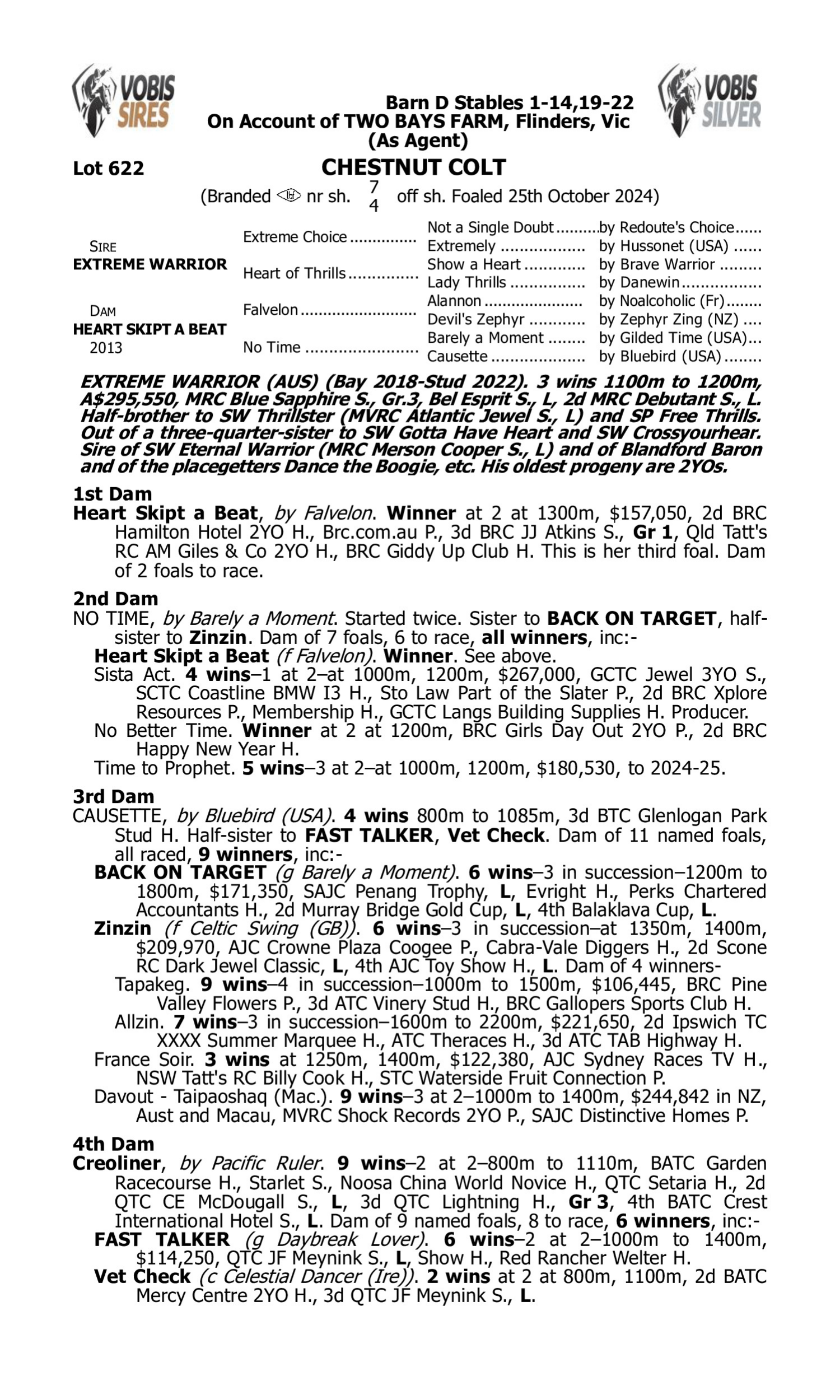 Pedigree for Lot 622 Extreme Warrior - Heart Skipt a Beat