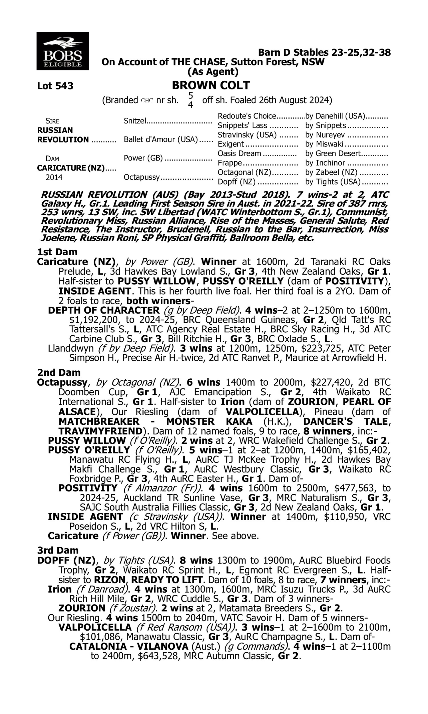 Pedigree for Lot 543 Russian Revolution - Caricature (NZ)