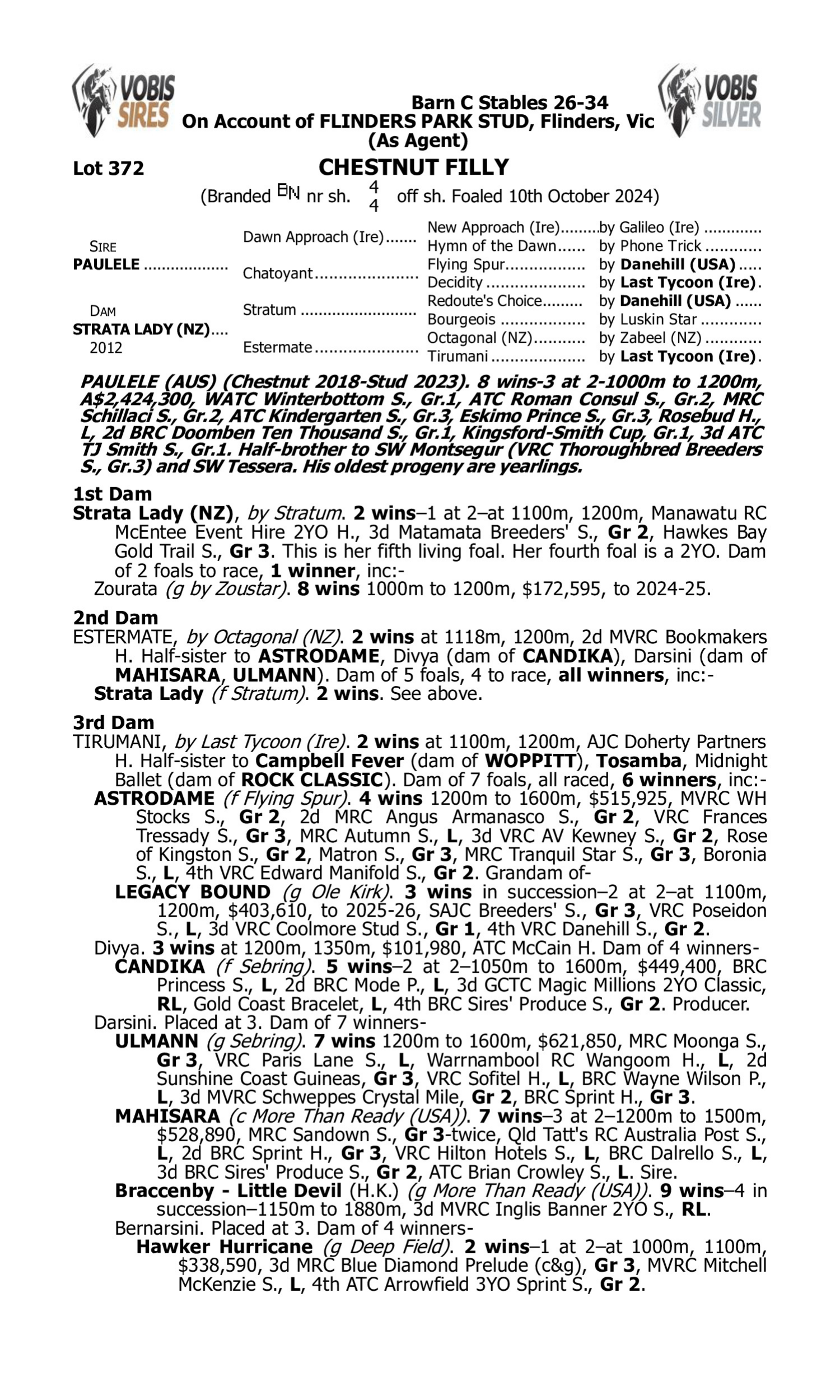 Pedigree for Lot 372 Paulele - Strata Lady (NZ)