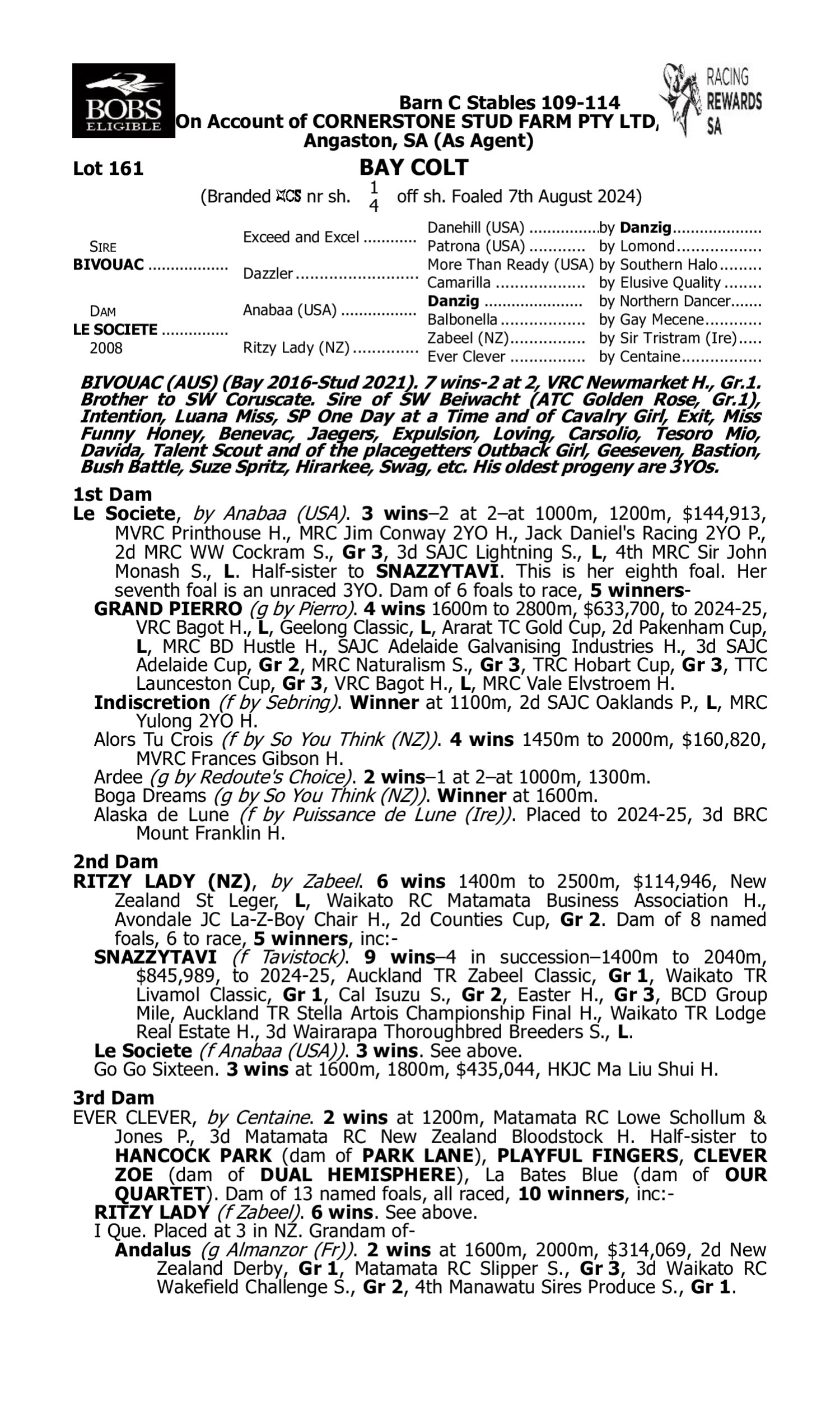 Pedigree for Lot 161 Bivouac - Le Societe