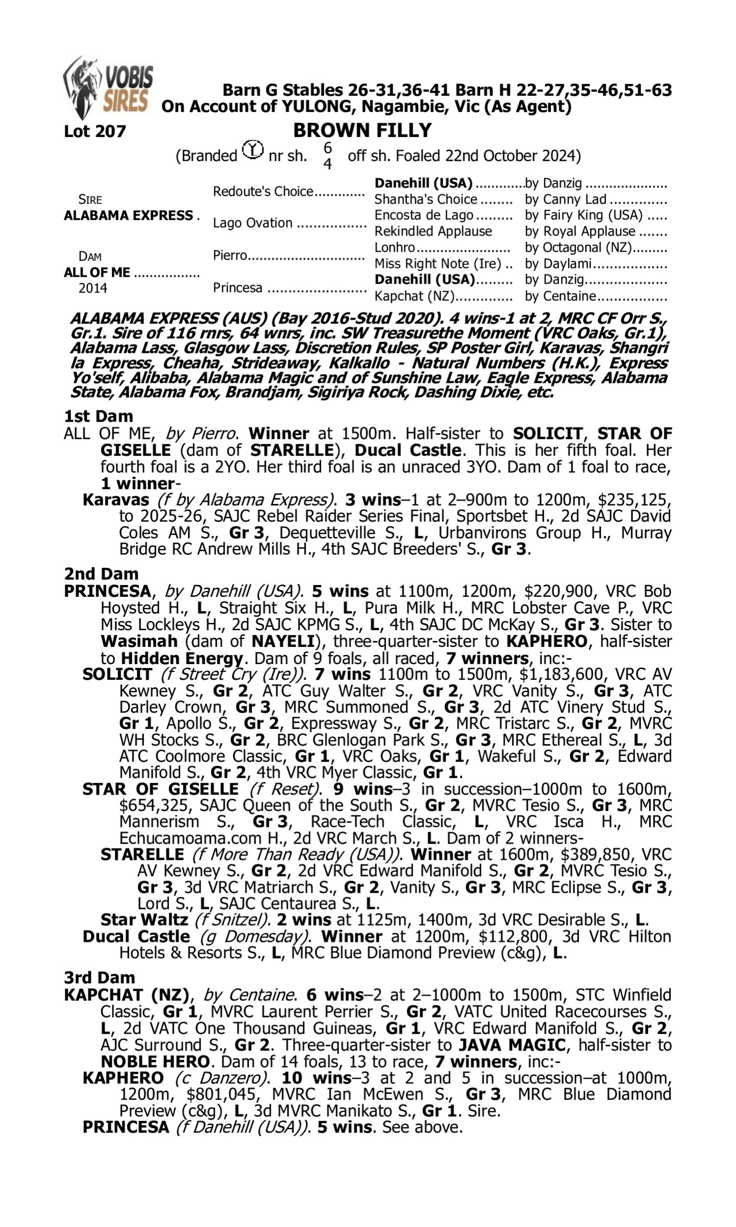 Pedigree for Lot 207 Alabama Express - All of Me