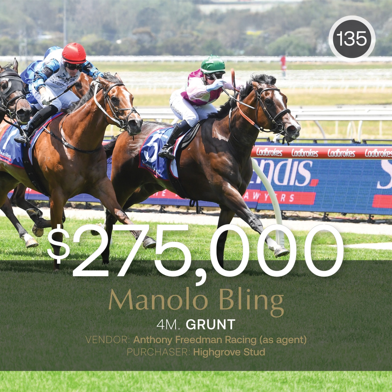 Manolo Bling tops Feb (Late) Sale at $275,000