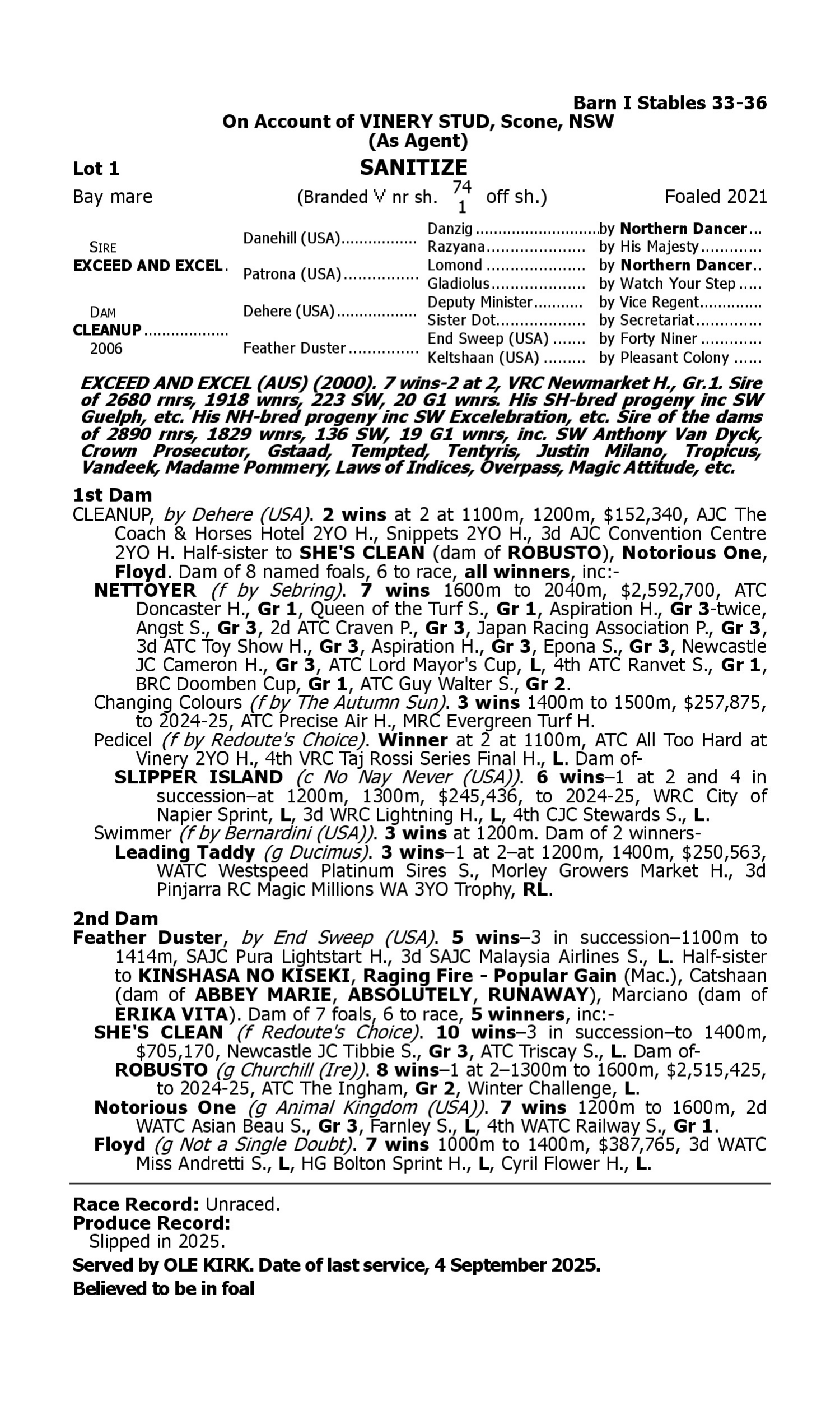 Pedigree for Lot 1 Exceed and Excel - Cleanup