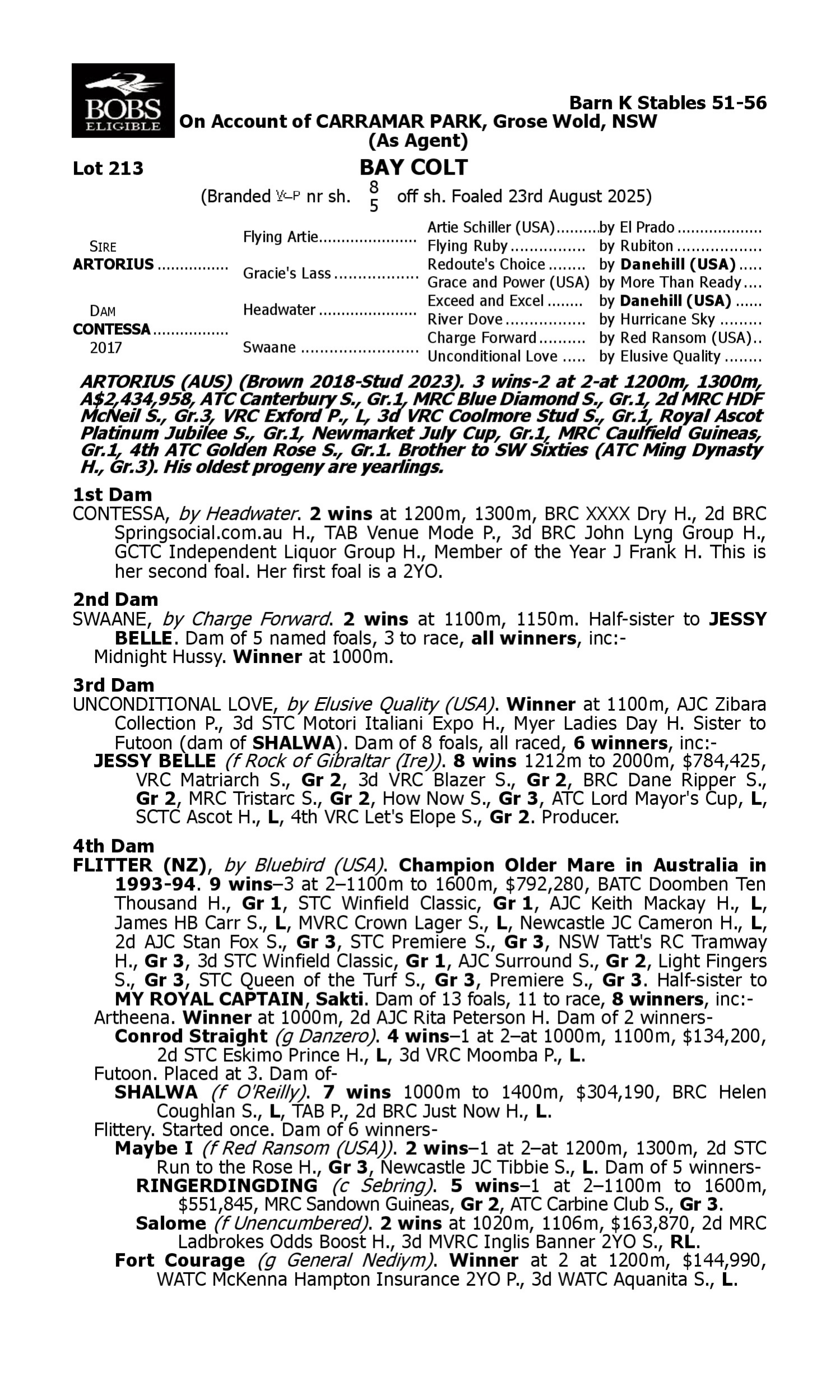 Pedigree for Lot 213 Artorius - Contessa