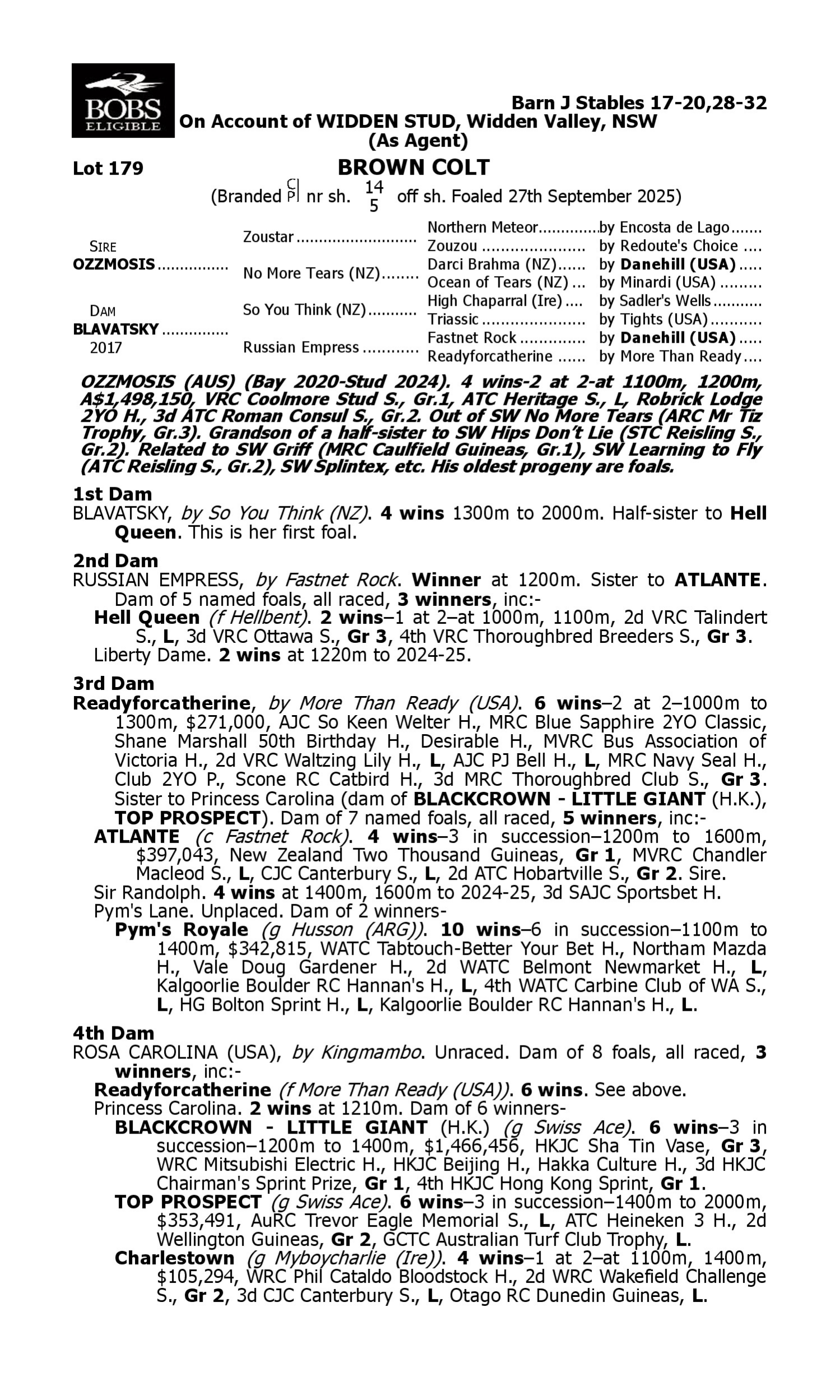 Pedigree for Lot 179 Ozzmosis - Blavatsky