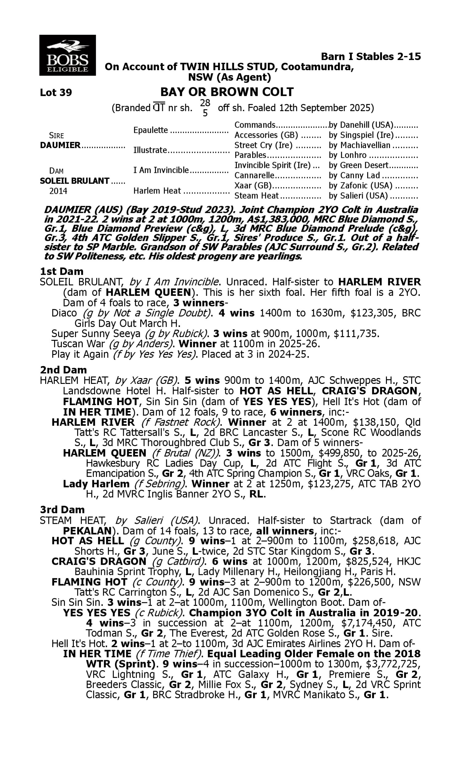 Pedigree for Lot 39 Daumier - Soleil Brulant