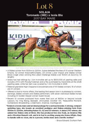 Lot 8: Toronado (IRE) / Isola Blu