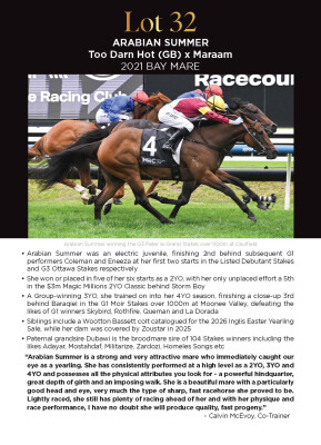 Lot 32: Too Darn Hot (GB) / Maraam