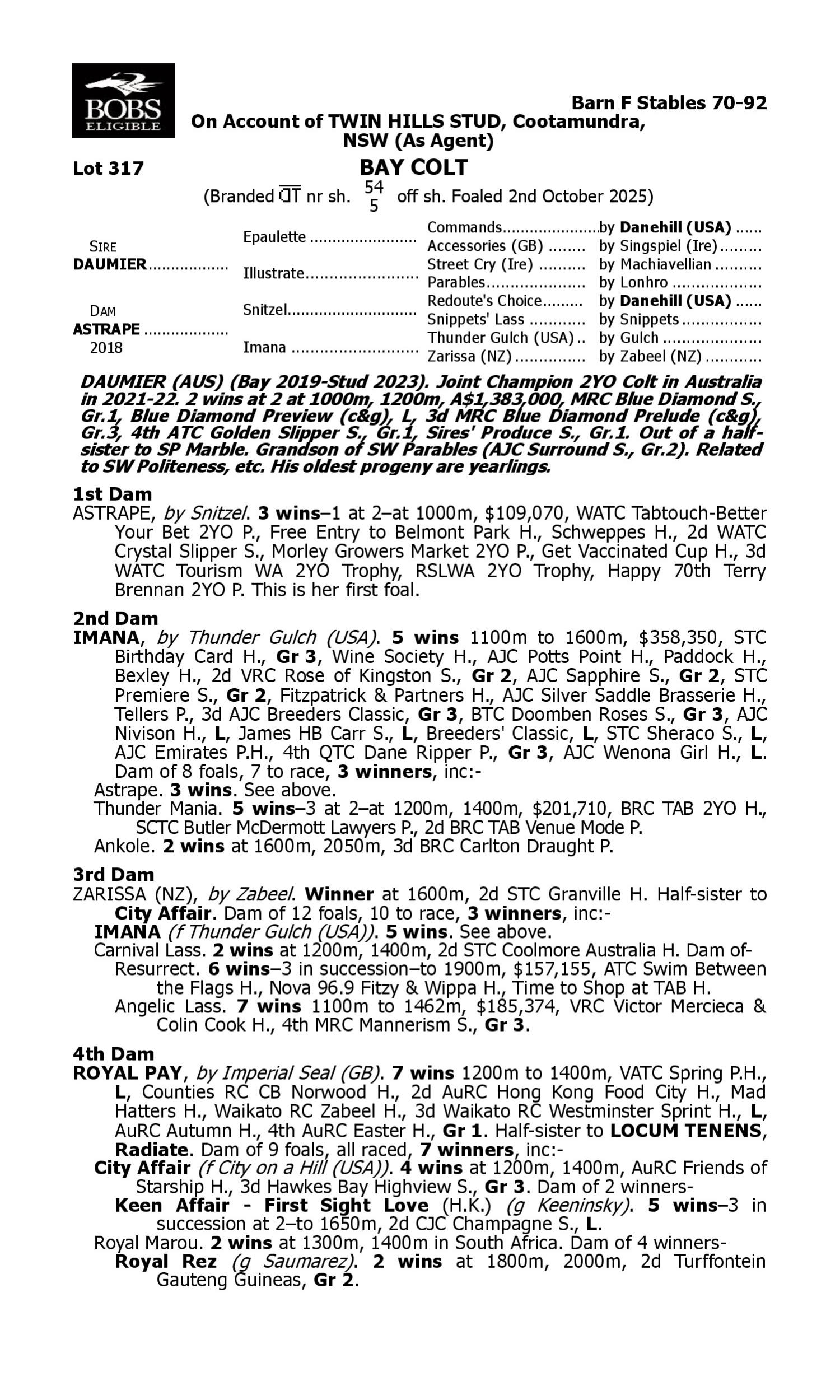 Pedigree for Lot 317 Daumier - Astrape