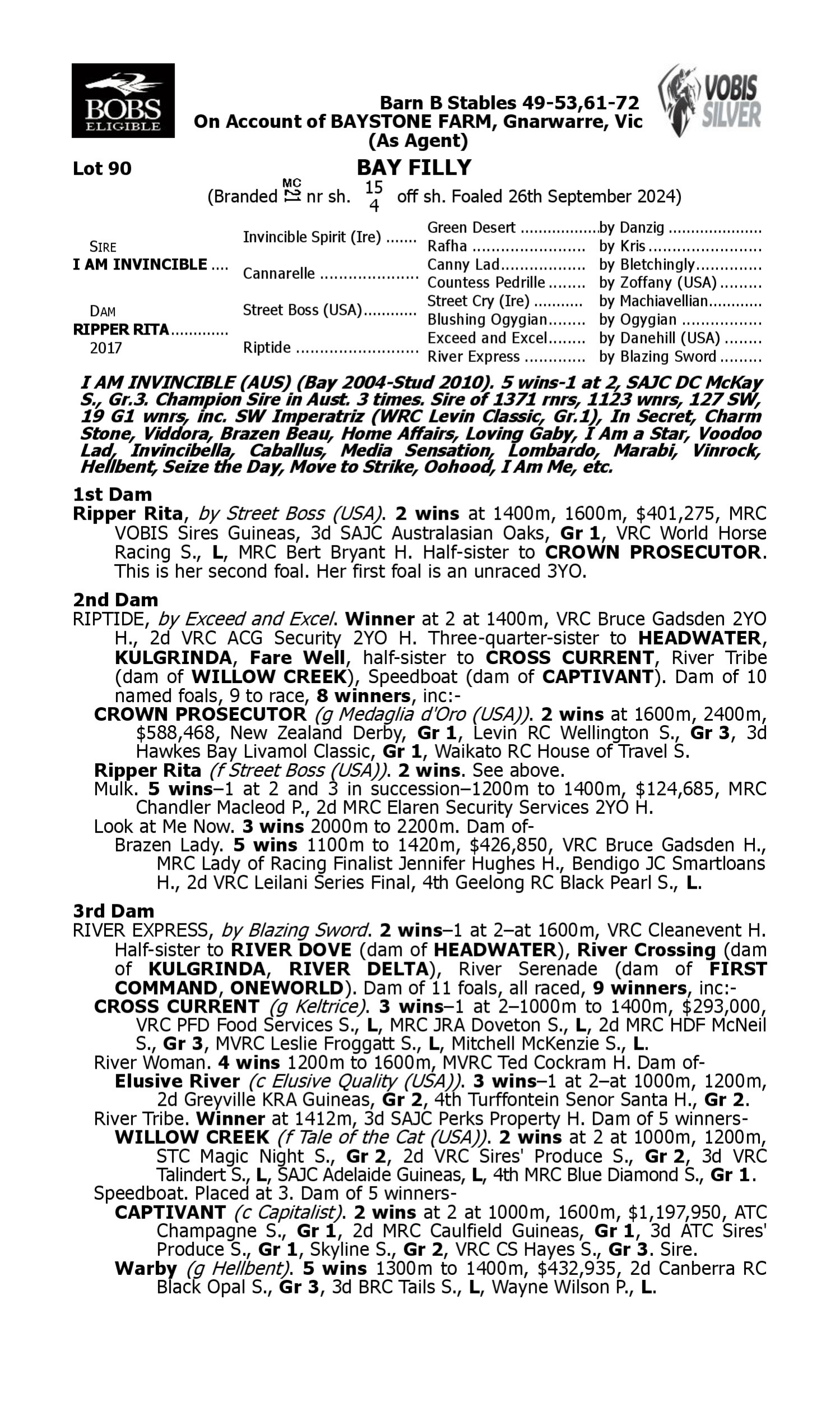 Pedigree for Lot 90 I Am Invincible - Ripper Rita