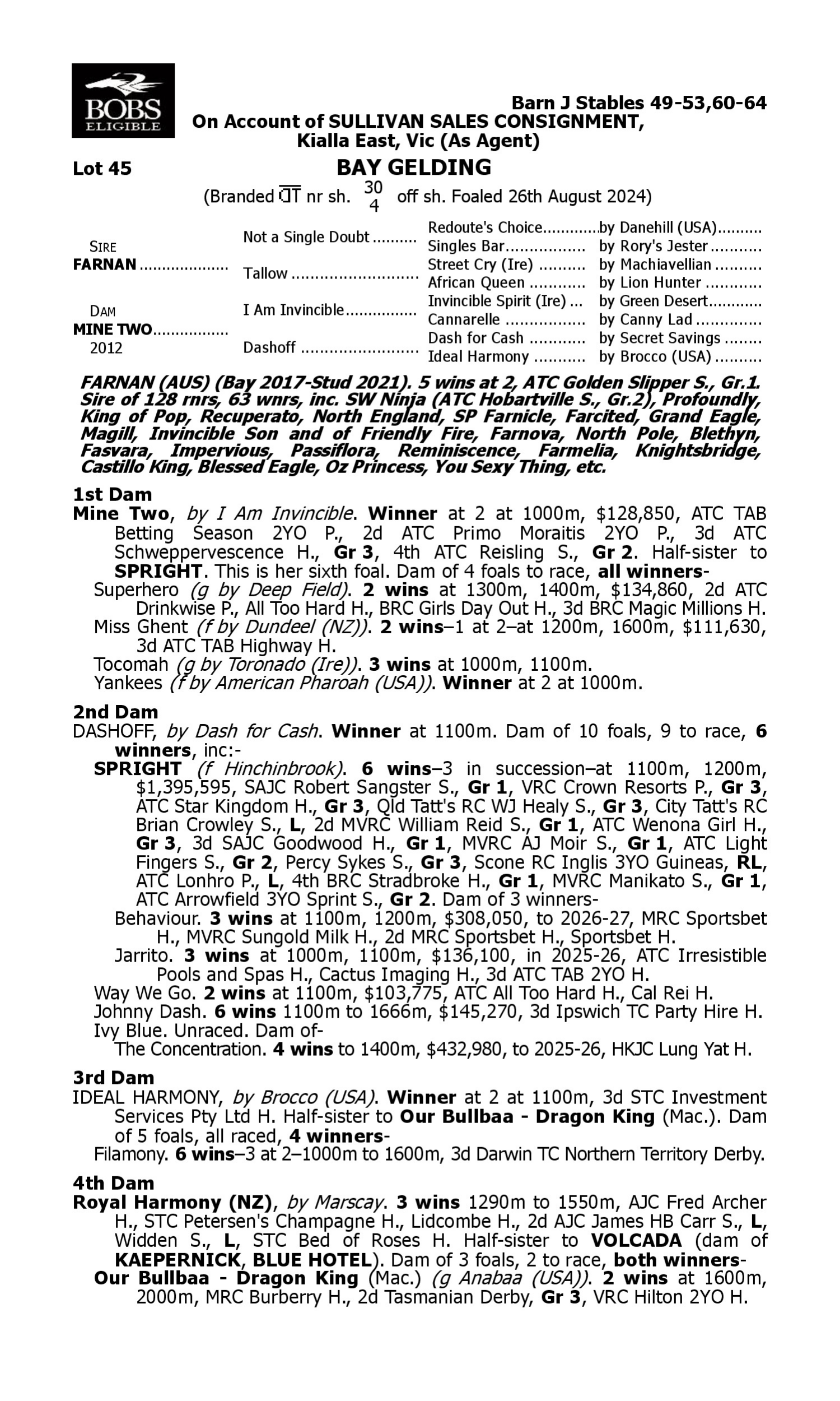 Pedigree for Lot 45 Farnan - Mine Two